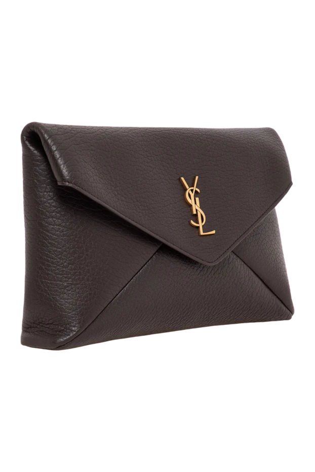 Saint Laurent cassandre large brown lambskin envelope clutch 197496 - photo 2