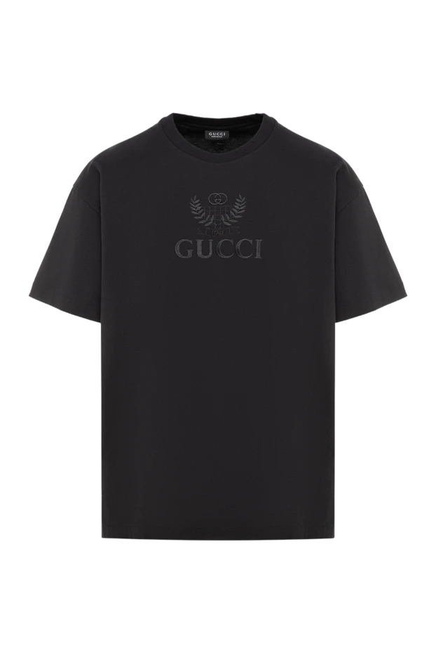 Gucci черная хлопковая футболка оверсайз с фактурной архивной эмблемой 197498 - фото 1