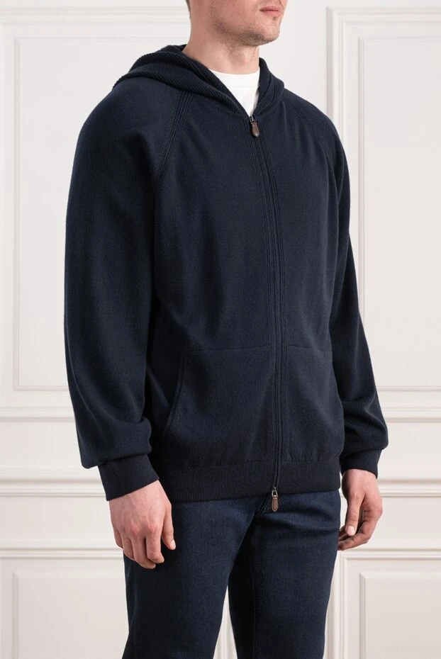 Loro Piana merano dark blue cashmere bomber jacket with hood 197506 - photo 3