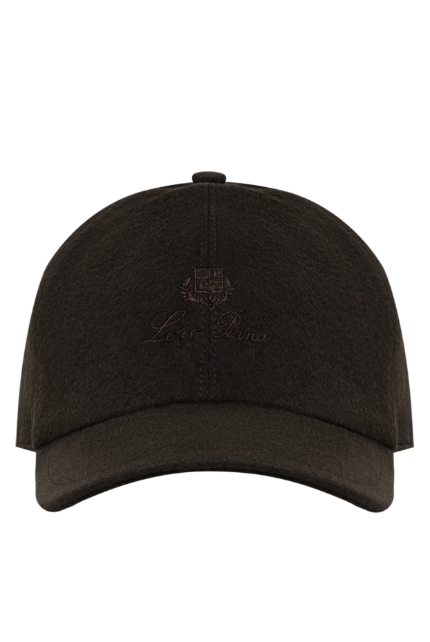 Loro Piana men's khaki cashmere baseball cap with embroidered heraldic logo 197518 - photo 1