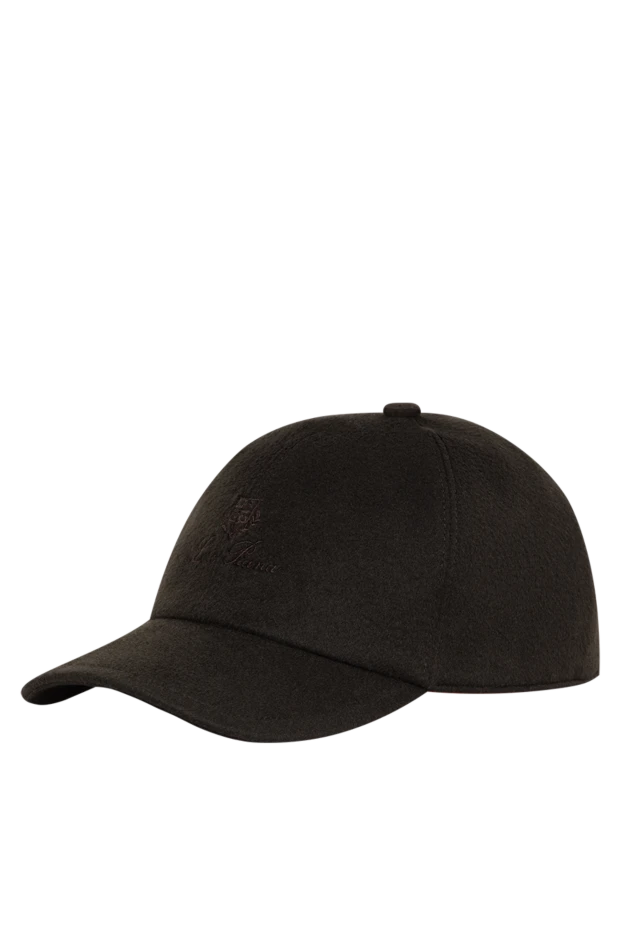 Loro Piana men's khaki cashmere baseball cap with embroidered heraldic logo 197518 - photo 3