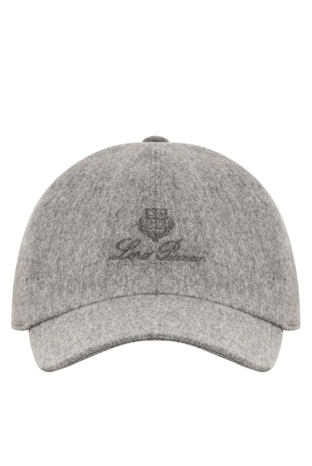 Loro Piana men's gray cashmere baseball cap with embroidered heraldic logo 197521 - photo 1