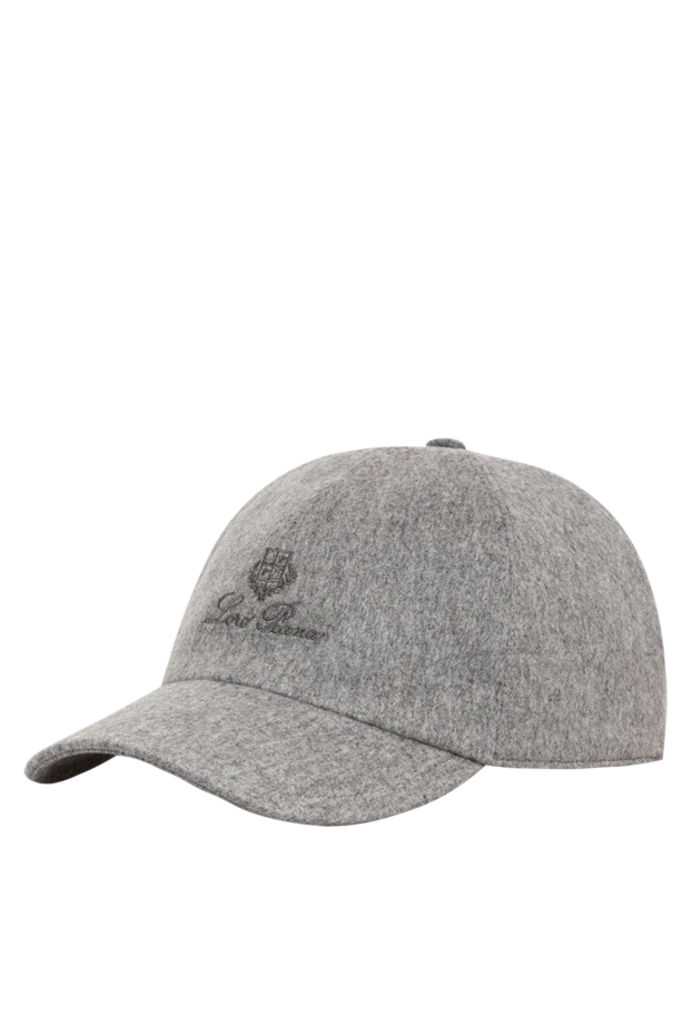 Loro Piana men's gray cashmere baseball cap with embroidered heraldic logo 197521 - photo 3