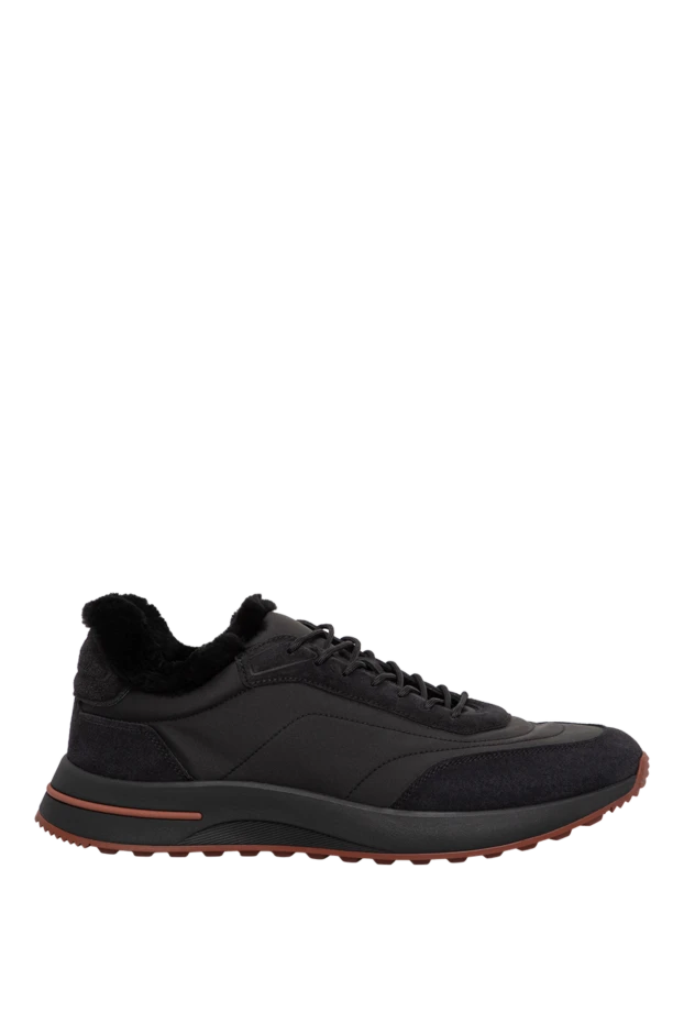 Loro Piana winter black week end walk sneakers made of microfiber and suede with fur 197523 - photo 1