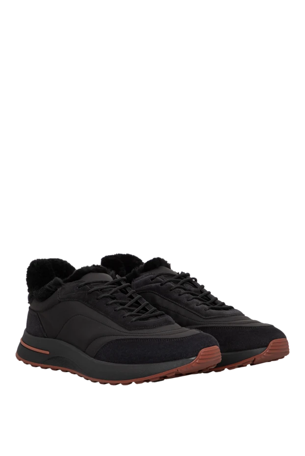 Loro Piana winter black week end walk sneakers made of microfiber and suede with fur 197523 - photo 3