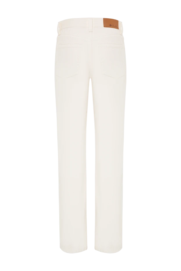 Loro Piana light beige women's straight-leg jeans with a contrasting leather patch 197526 - photo 2