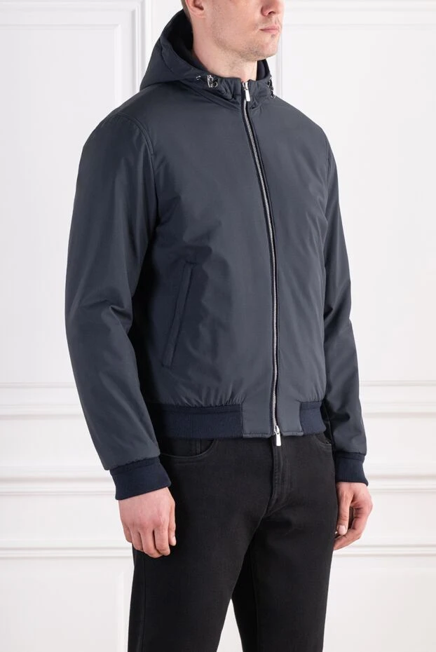 Lenoci a practical urban bomber jacket with a protective hood in a deep dark shade. 197532 - photo 3