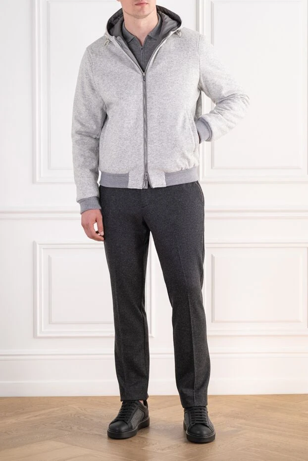 Lenoci textured melange wool bomber jacket with a hood 197533 - photo 2