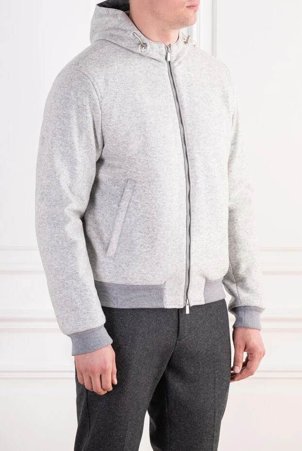 Lenoci textured melange wool bomber jacket with a hood 197533 - photo 3