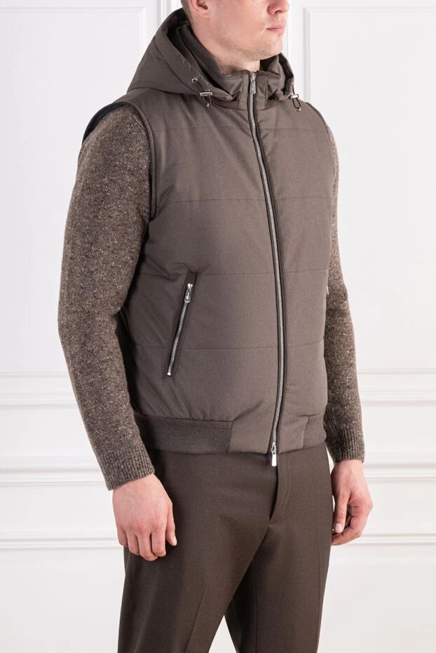 Lenoci quilted down vest with knit trim and detachable hood 197540 - photo 3