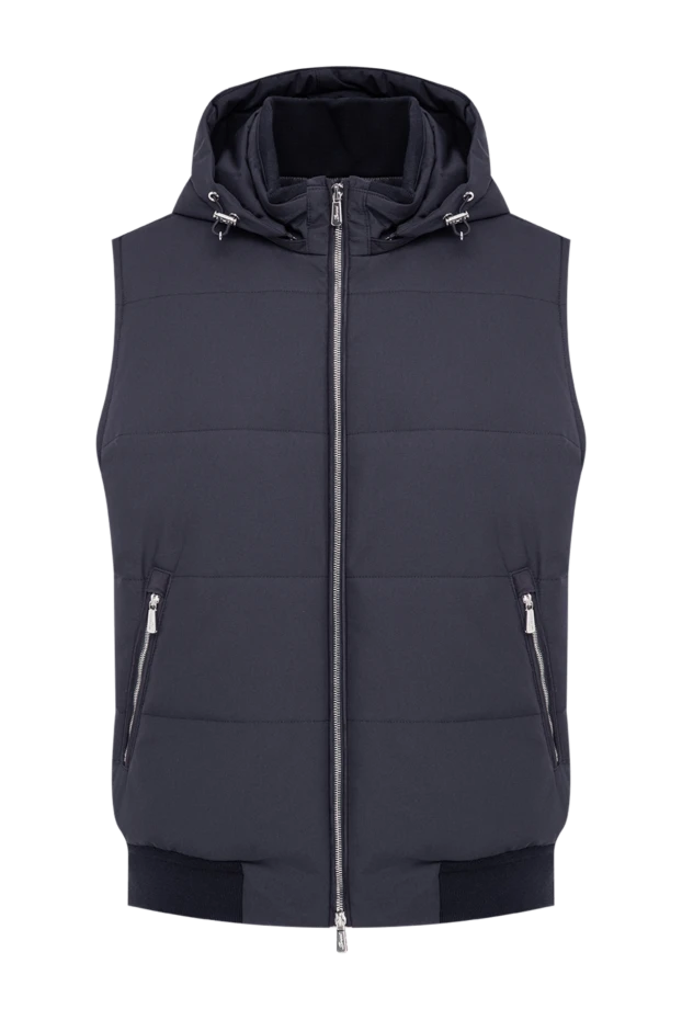 Lenoci men's dark blue insulated vest with a drawstring hood 197542 - photo 1