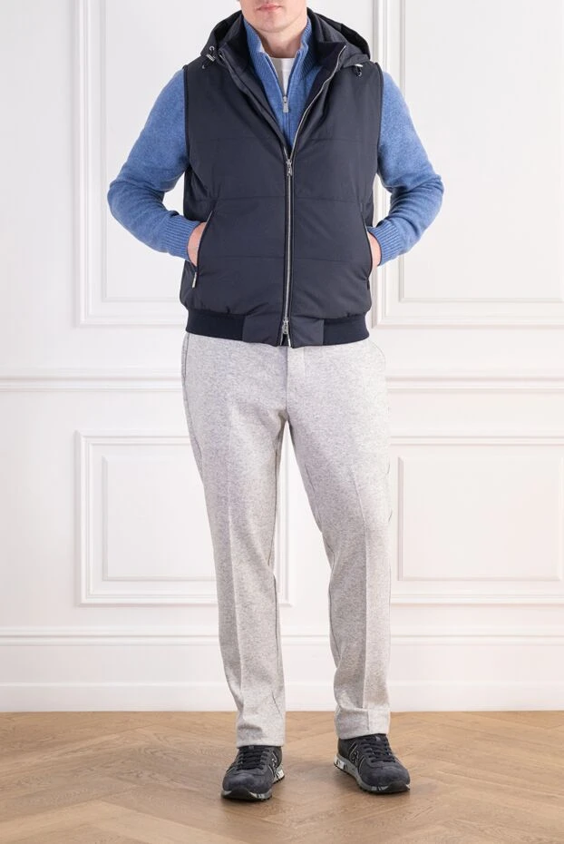 Lenoci men's dark blue insulated vest with a drawstring hood 197542 - photo 2