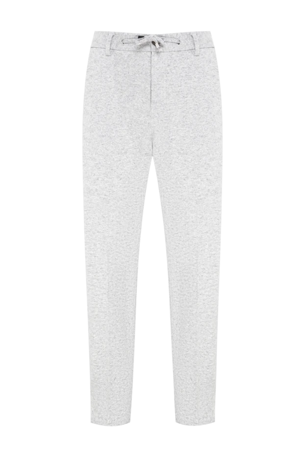 Lenoci grey melange trousers made of natural wool with an adjustable waistband 197545 - photo 1