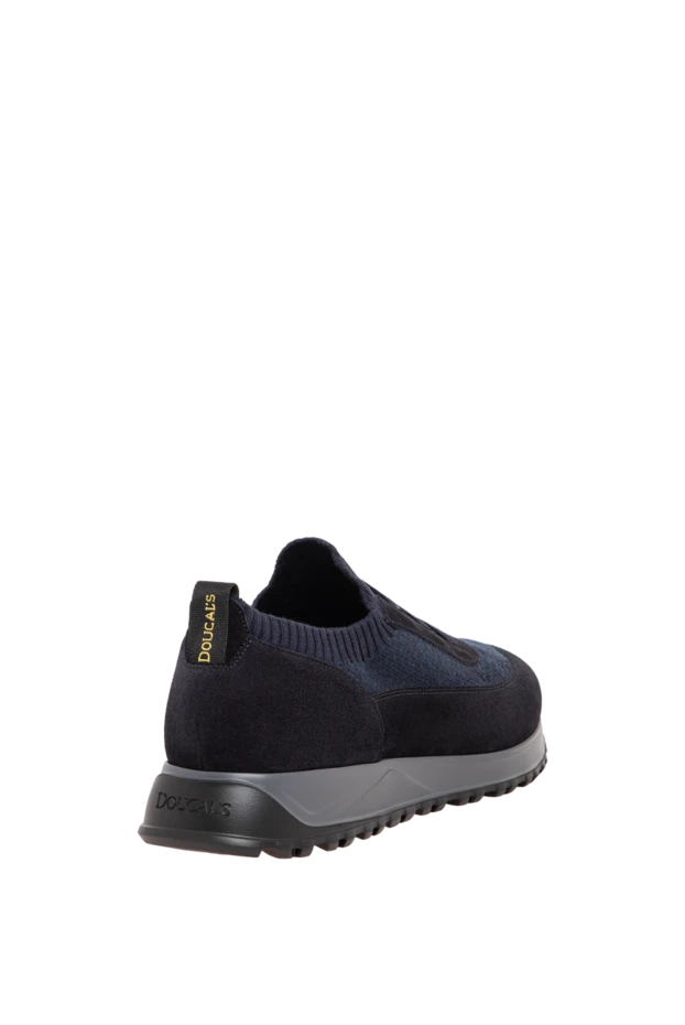 Doucal`s men's blue knit sneakers with velvety suede inserts 197555 - photo 3