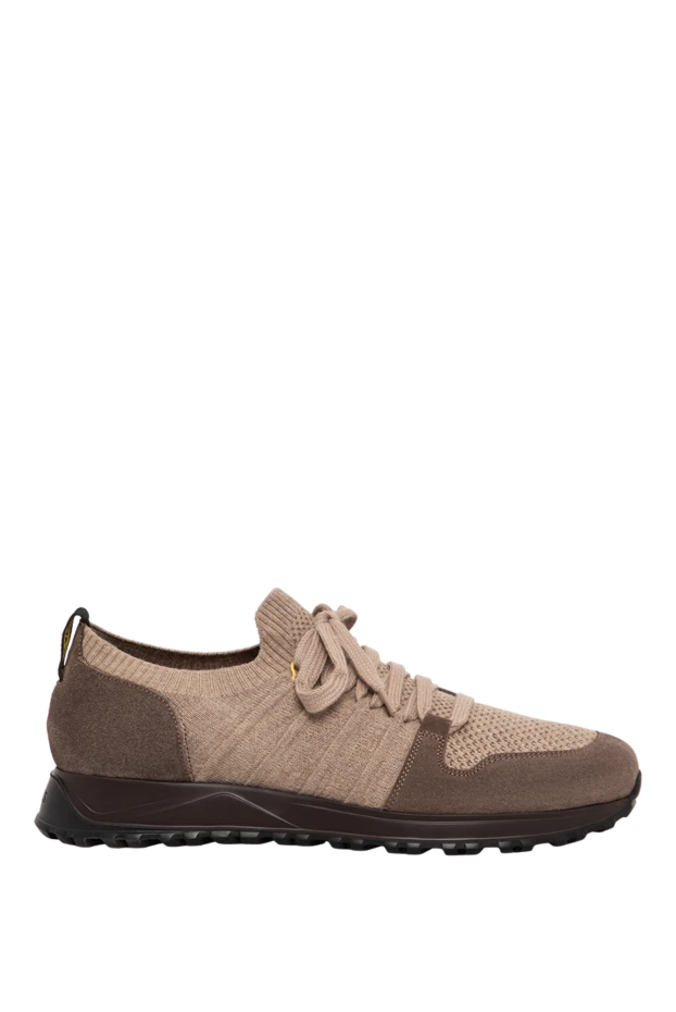 Doucal`s beige knit sneakers with suede panels on a dark sole 197556 - photo 1