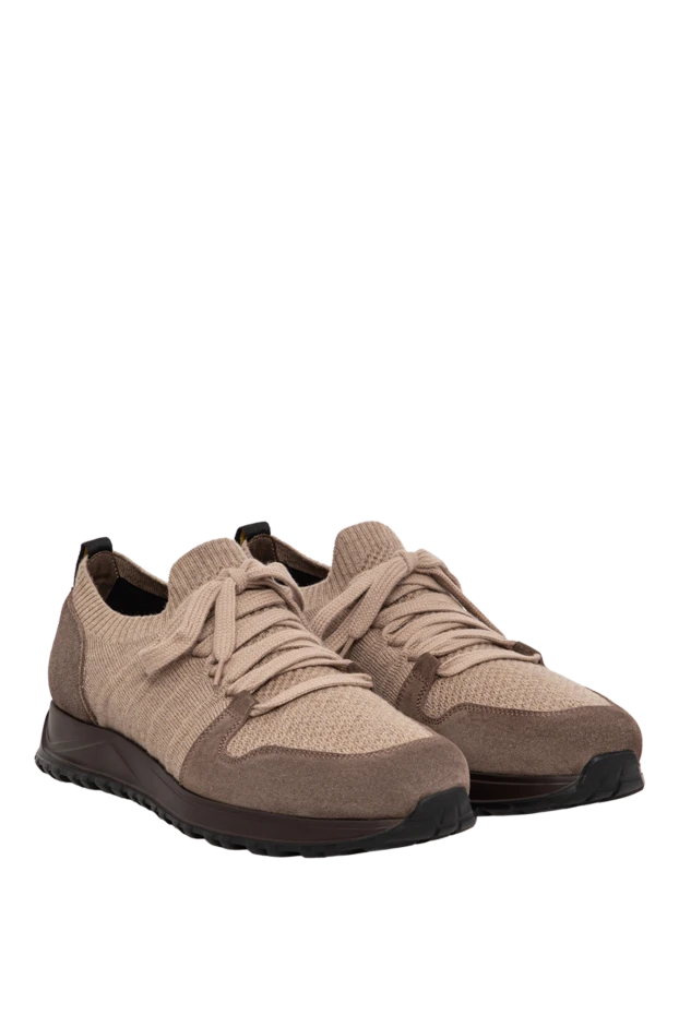 Doucal`s beige knit sneakers with suede panels on a dark sole 197556 - photo 3