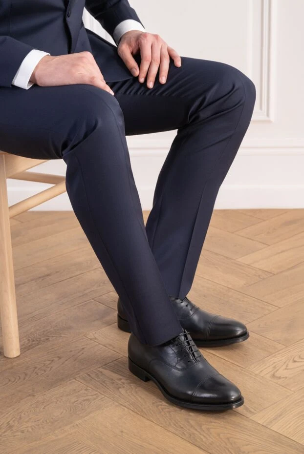 Doucal`s black oxford shoes made of smooth polished leather with a leather sole 197558 - photo 2