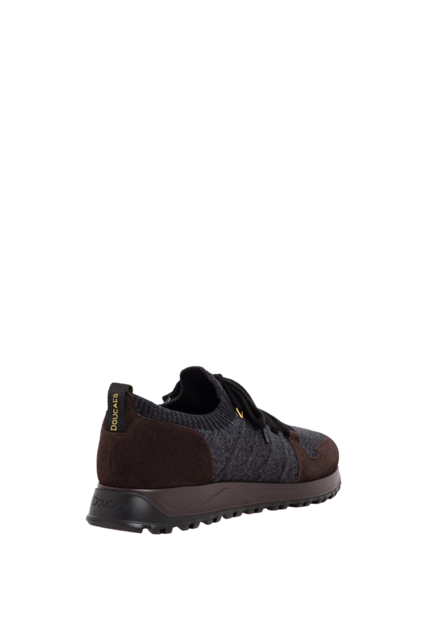 Doucal`s men's grey knit sneakers with brown suede panels 197563 - photo 3