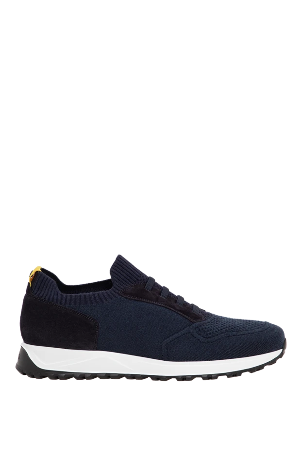 Doucal`s men's blue knit sneakers with a contrasting white sole 197564 - photo 1