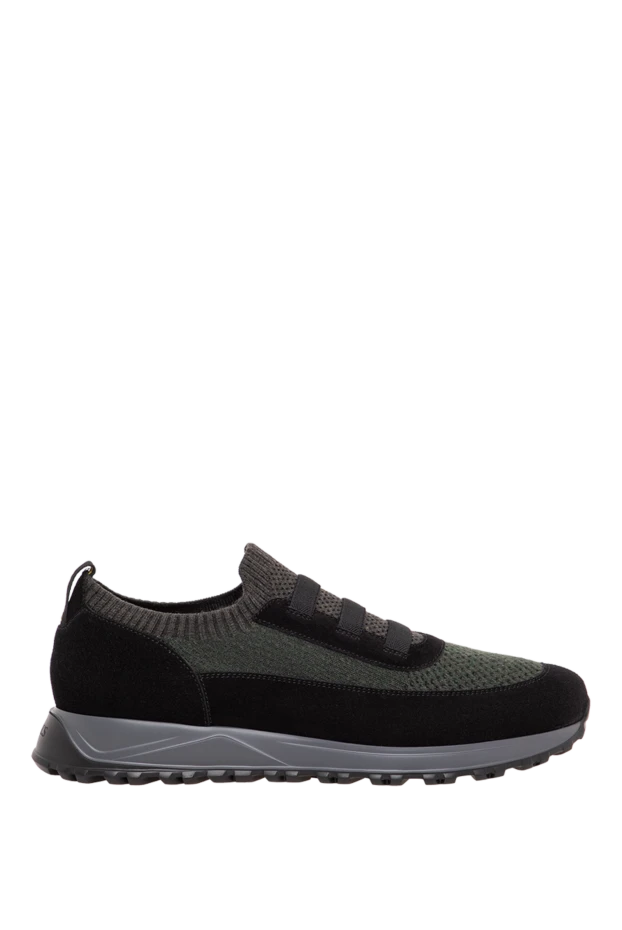 Doucal`s men's khaki knit sneakers with charcoal suede details 197566 - photo 1