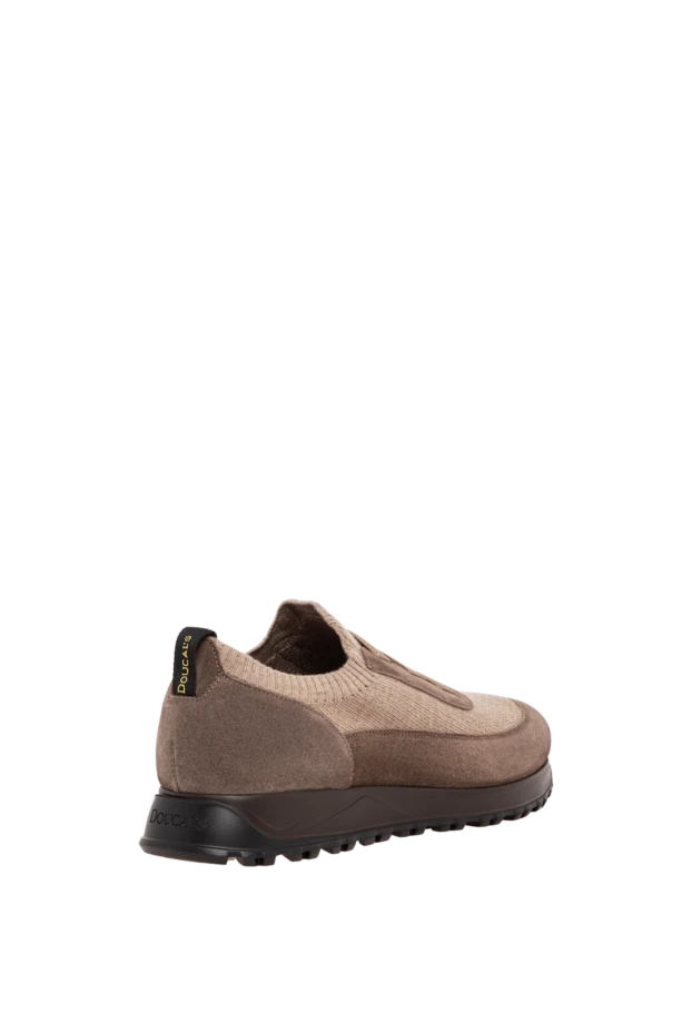 Doucal`s men's beige knit sneakers with coffee suede inserts 197567 - photo 3