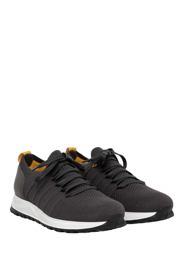Doucal`s lightweight knit sneakers with a contrasting sole and leather trim 197568 - photo 3