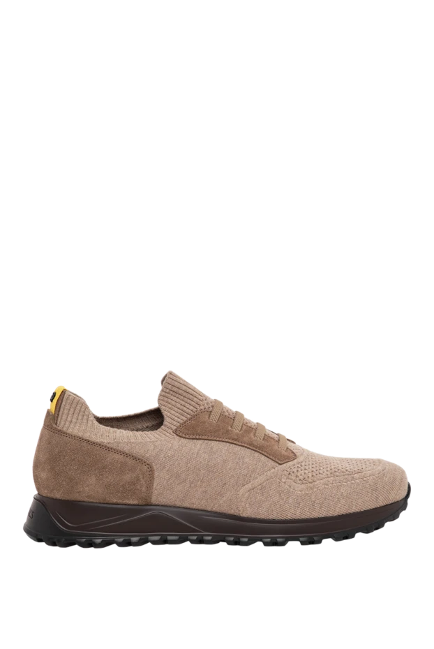 Doucal`s men's beige knit sneakers with nubuck inserts 197575 - photo 1