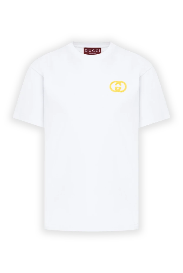 Gucci white cotton t-shirt with a miniature yellow interlocking g monogram 197639 - photo 1