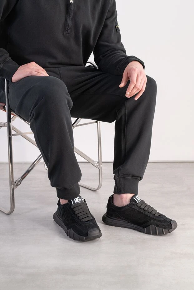 Dolce & Gabbana dg athletic black suede 3d monogram sneakers 197656 - photo 2