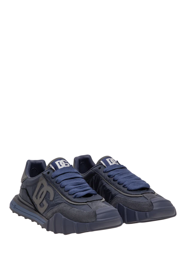 Dolce & Gabbana dg athletic men's blue sneakers made of nylon and textured suede 197658 - photo 2
