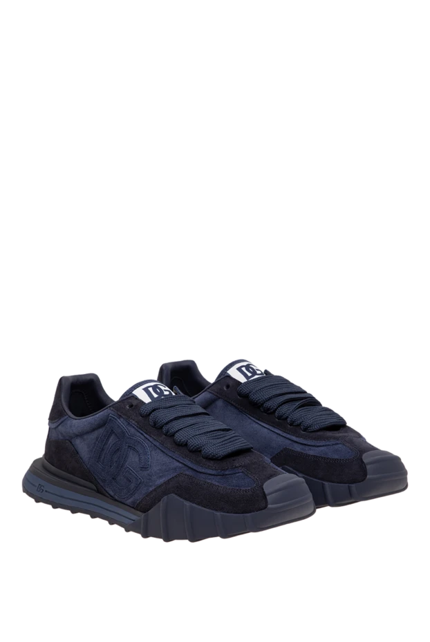 Dolce & Gabbana men's athletic sapphire suede monogram sneakers 197660 - photo 2