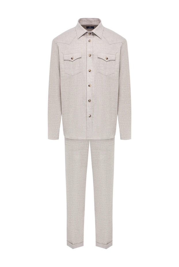 Scissor Scriptor beige melange wool and cashmere two-piece suit with creases 197678 - photo 1