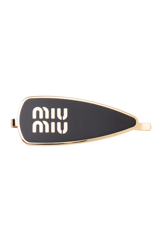 Miu Miu black enamel teardrop clip with gold logo 197732 - photo 1