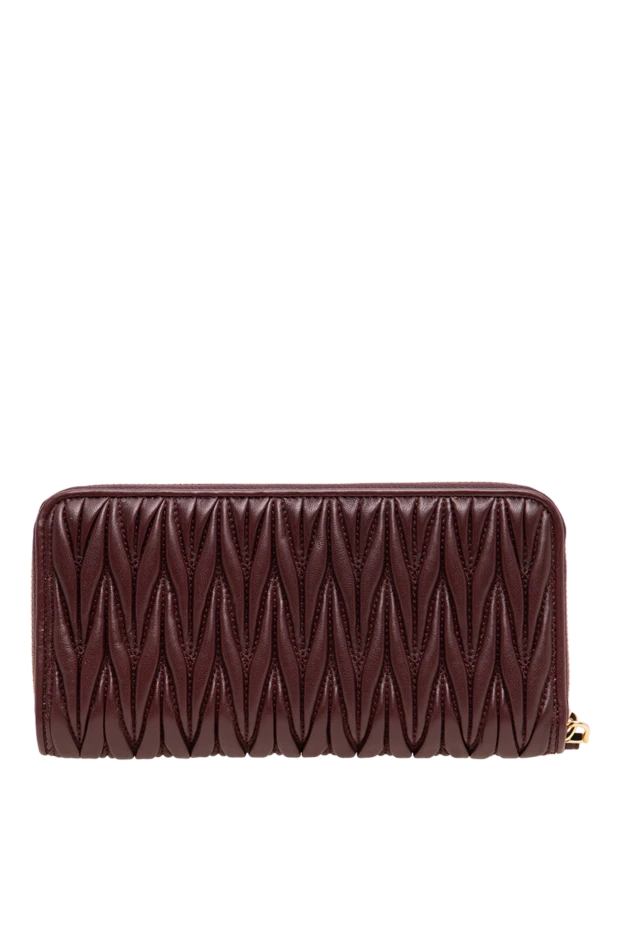 Miu Miu burgundy leather wallet with signature matelasse stitching and an all-around zip closure 197733 - photo 3