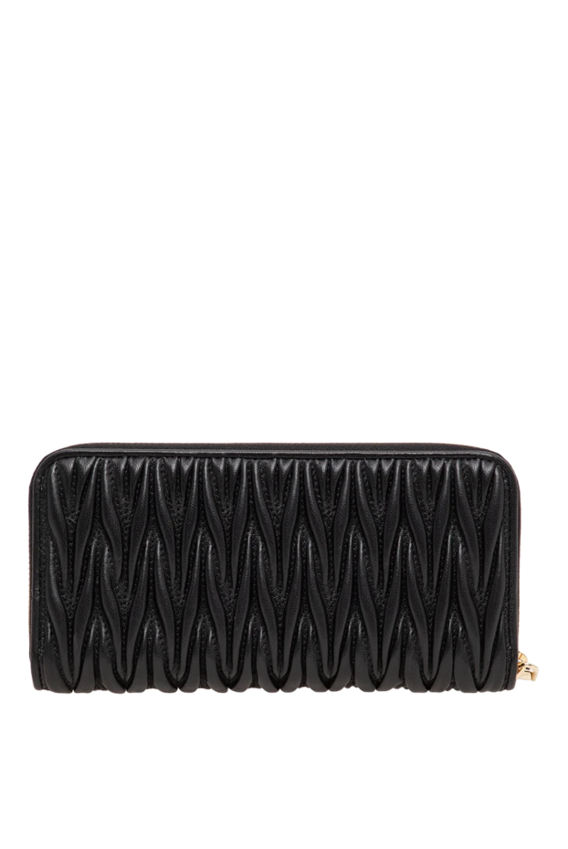 Miu Miu black leather wallet with signature matelasse stitching and a zip-around closure 197734 - photo 3