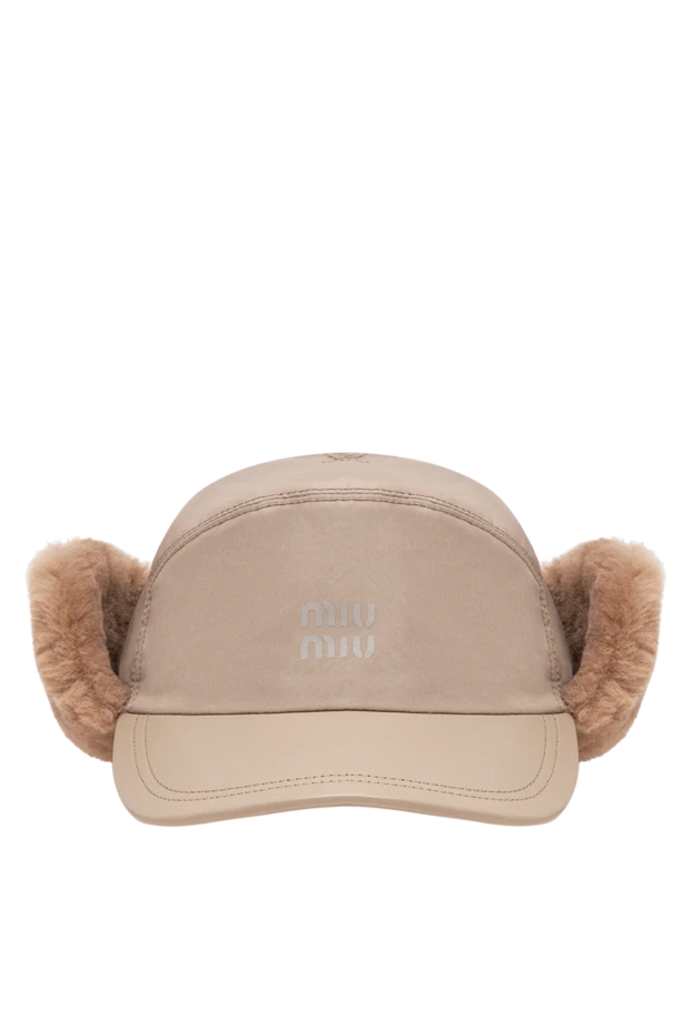 Miu Miu insulated baseball cap with natural sheepskin fur and an embroidered logo 197744 - photo 1