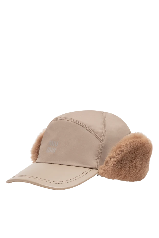 Miu Miu insulated baseball cap with natural sheepskin fur and an embroidered logo 197744 - photo 2