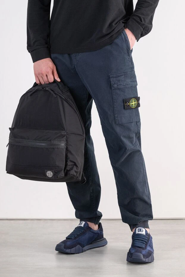 Stone Island текстильный городской рюкзак черного цвета с накладным карманом 197750 - photo 2