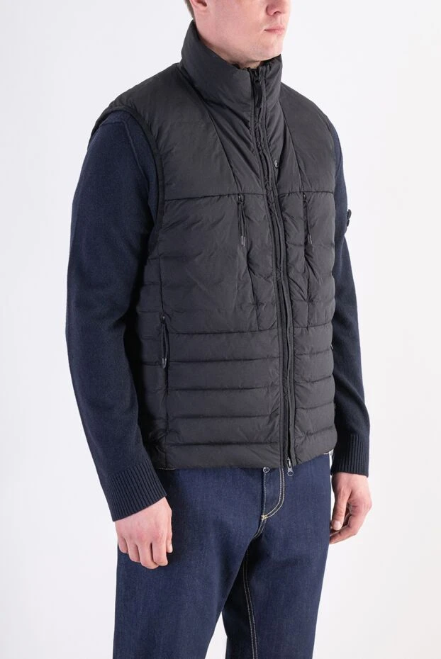 Stone Island men's black down vest with a combination quilting and a stand-up collar 197759 - photo 3