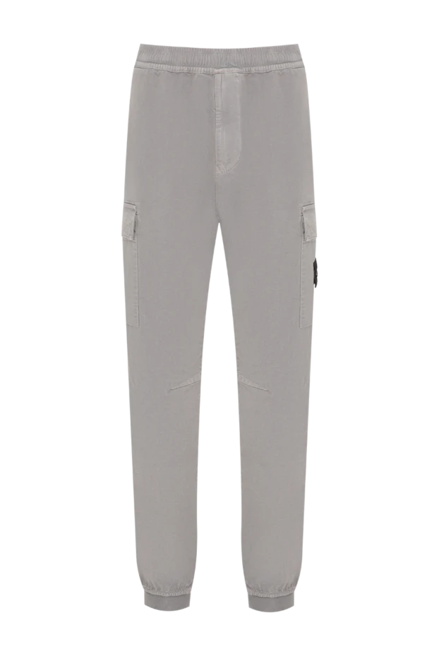 Stone Island серые мужские зауженные брюки-карго из плотного хлопкового твила 197764 - фото 1