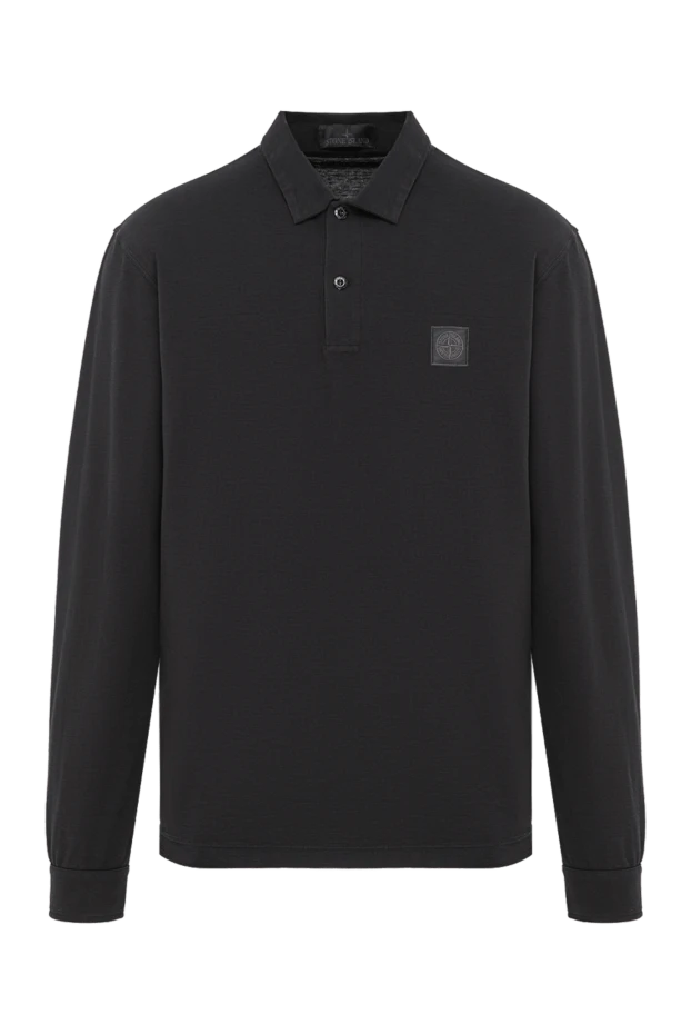 Stone Island хлопковое поло с длинным рукавом черного цвета с патчем 197765 - фото 1