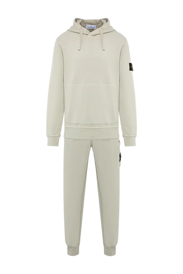 Stone Island премиальный хлопковый костюм с худи и фирменным патчем 197770 - фото 1