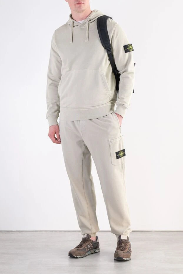 Stone Island премиальный хлопковый костюм с худи и фирменным патчем 197770 - фото 2