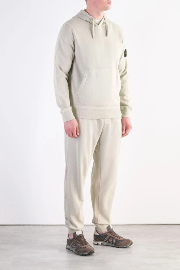 Stone Island премиальный хлопковый костюм с худи и фирменным патчем 197770 - фото 3