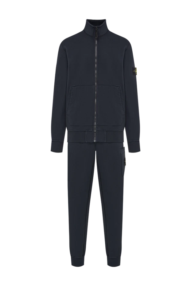 Stone Island синий трикотажный костюм на молнии с воротником-стойкой 197781 - фото 1