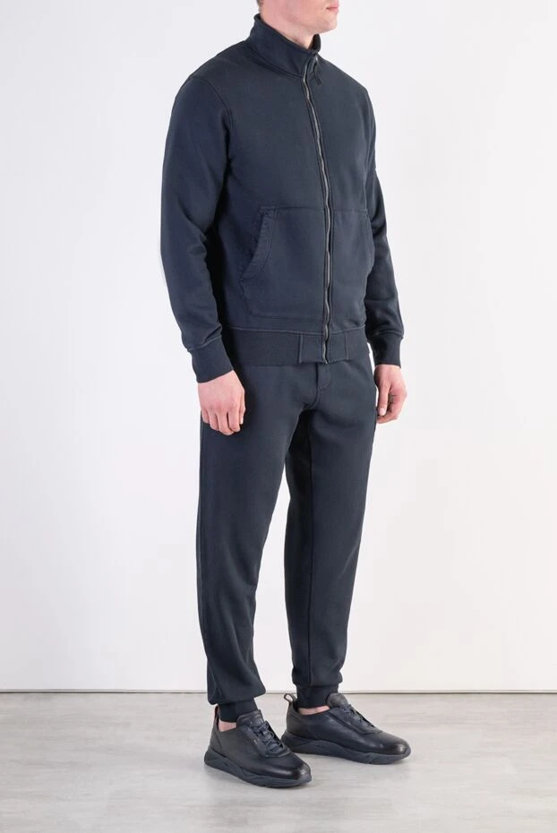 Stone Island синий трикотажный костюм на молнии с воротником-стойкой 197781 - фото 3