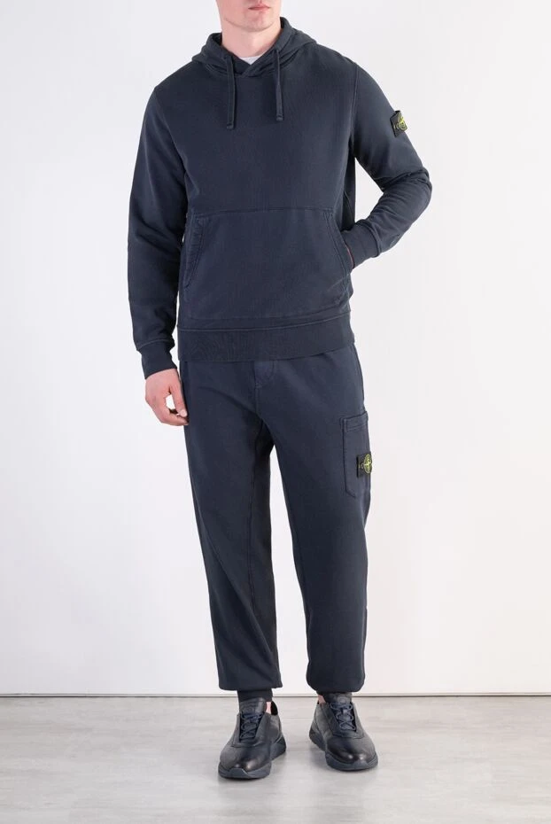 Stone Island базовый хлопковый костюм с худи и карманом карго 197784 - фото 2