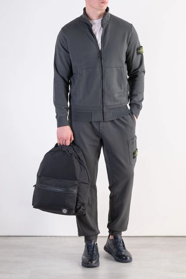 Stone Island сұр мақтадан жасалған, сыдырмасы және биік жағасы бар костюм 197785 - фото 2