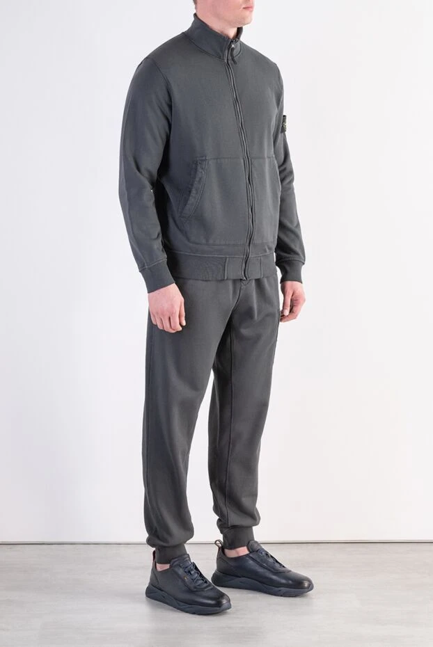 Stone Island сұр мақтадан жасалған, сыдырмасы және биік жағасы бар костюм 197785 - фото 3