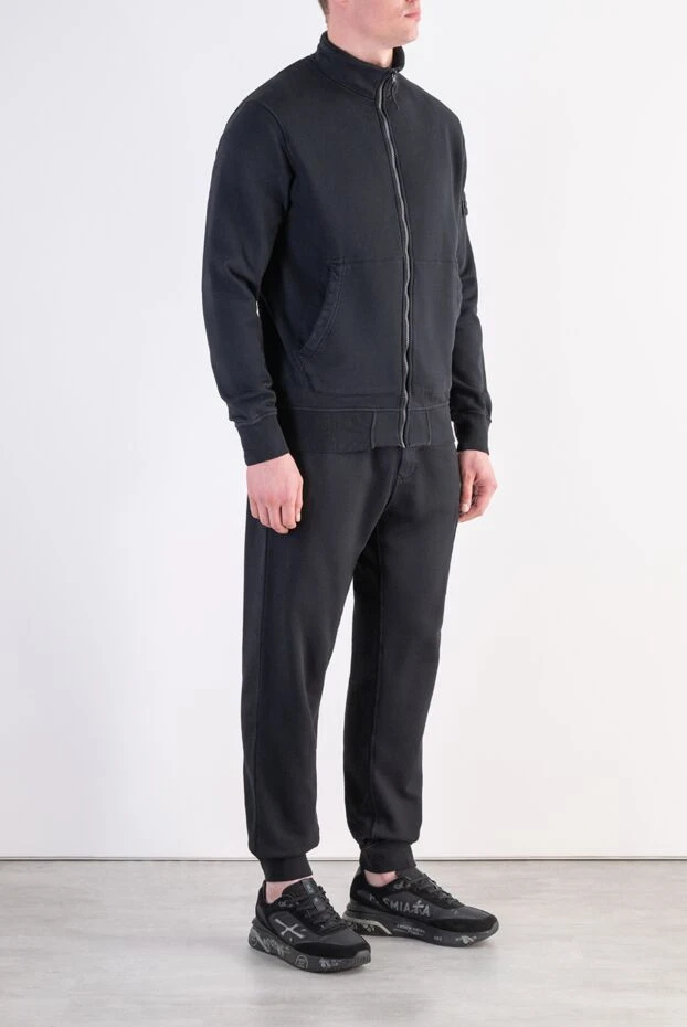 Stone Island қара мақтадан жасалған, сыдырмасы және тік жағасы бар костюм 197786 - фото 3